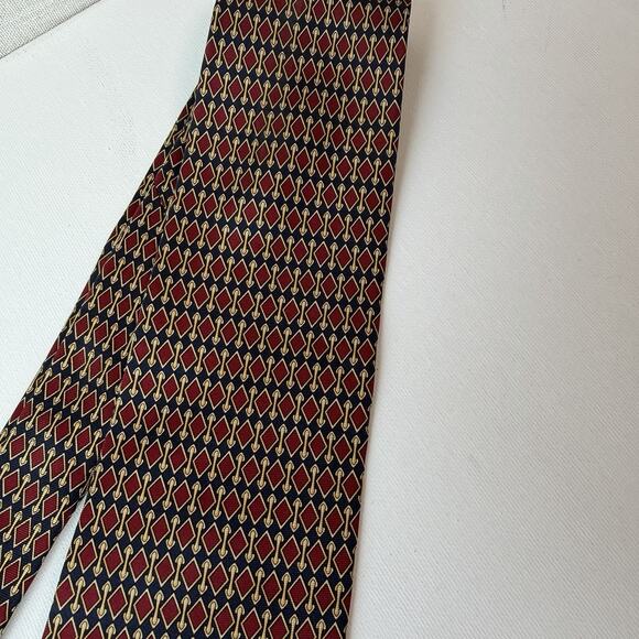 Vintage Brooks Brothers Makers Tie All Silk USA Geometric Red Gold Navy 80s-90s - Picture 10 of 16
